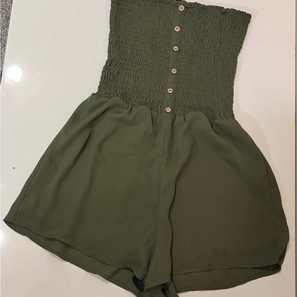 Olive Green Women's Smocked Shorts